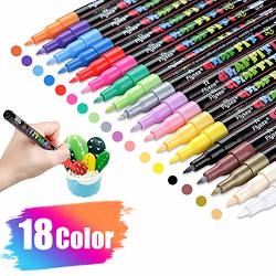 Acrylic Paint Pens For Rock Painting Kit Glass Craft Ceramic Stone Fabric Wood Aivatoba 18 Colors Permanent Marker Pen Arts And Craft Sets For