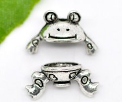 Bead Caps - Antique Silver - Frog Charm - 15X9MM