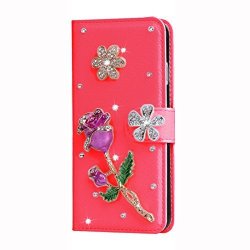 Xiaomi Mi Max 2 Case Charming Purple Rose Diamond Pu Wallet Leather Card Slots Flip Skin Cover Case For Xiaomi Mi Max 2 Mi MAX2 2017 Version