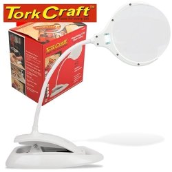Tork Craft Magnifing LED USB Rech. Desk Lamp 3X 5X Mag. Touch Switch & Dim Func. TCML001