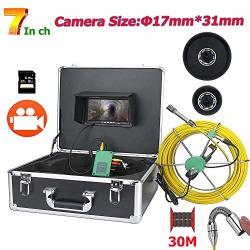 MAOTEWANG 30M 7INCH Dvr 17MM Industrial Pipe Sewer Inspection Video Camera System IP68 Waterproof 1000 Tvl Camera With 8PCS LED Lights 8GB Sd Card