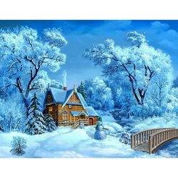 Diy Diamond Painting 3 D Cross Stitch Winter Cottage