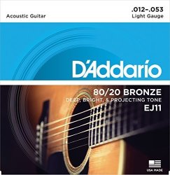3 Pack Of D'addario EJ11 Acoustic Guitar Strings Light 80 20 Bronze - 3 Pack