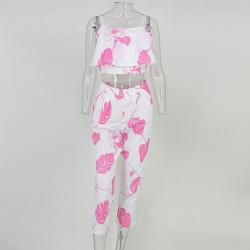 Fuedage Sexy Floral Clothing Set - Pink M