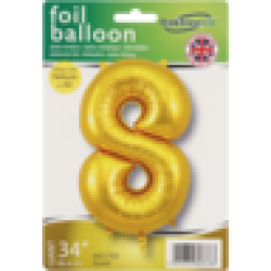 Gold Number 8 Foil Balloon 86CM