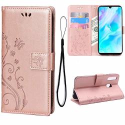 Teebo Wallet Case For Huawei P30 Lite Kickstand With Card Slots Holder Butterfly Flower Premium Pu Leather Magnetic Closure Flip Cover Compatible With Huawei