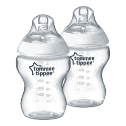Tommee Tippee Closer To Nature Baby Bottles Slow Flow Teat With Anti-colic Valve 260ML Pack Of 2 Clear