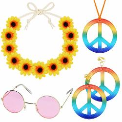 4 Pieces Hippie Costume Set 60S 70S Hippie Party Accessories For Women Men  Includes Rainbow Peace Sign Necklace Flower Crown Headband Peace Sign  Earrings Prices, Shop Deals Online