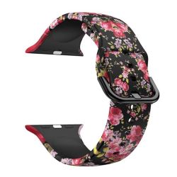 Silicone Strap For Apple Watch 42 44 45MM-FLORAL Print
