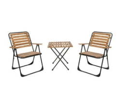 - Camping picnic Folding Wooden Chairs & Table Set 3 Pcs - Romee