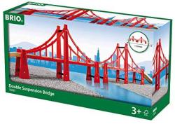 Brio World - 33683 Double Suspension Bridge 5 Piece Toy Train Accessory For Kids Age 3 And Up
