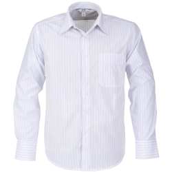 Mens Long Sleeve Manhattan Striped Shirt - White With Navy