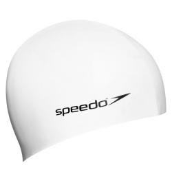 Speedo Junior Plain Flat Silicone Swim Cap - White
