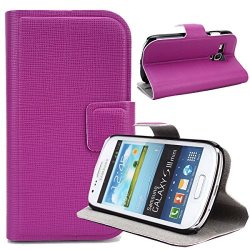 Magenta Faux Leather ::kickstand:: Folio Case For Samsung Galaxy S3 MINI