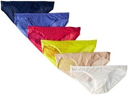 Fruit Of The Loom Women's 6 Pack All Over Lace Bikini Panties Assorted 5