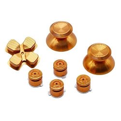 Xfuny Tm Metal Bullet Buttons Abxy Buttons + Thumbsticks Thumb Grip And Chrome D-pad For Sony PS4 Dualshock 4 Controller Mod Kit Gold