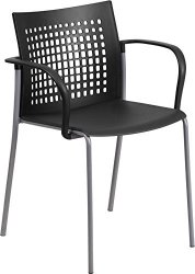 Multipurpose Heavy Duty Black Office Side Chair With Air-vent Back & Arms - Waiting Room Chair