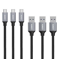 AUKEY Usb-c To Usb 3.0 Cable Braided Nylon 3-pack 3.3ft 1m For Google Pixel Nexus 6p 5x Htc 10 Lg G5 V20 And More