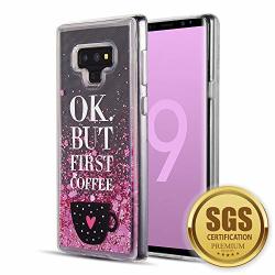 Liquid Flowing Quicksand Waterfall Glitter Cellphone Case Compatible Samsung Note 9 Coffee First