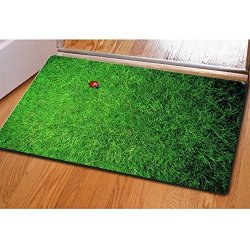 Coloranimal Green Home Welcome Entry Floor Mats Grass Pattern Indoor Outdoor Doormat Non-slip Carpet