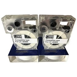 DUOVEC Neouza 2PK Compatible For Epson Label Tape Cartridge Width 12MM 1 2" LC-4WBN9 Black On White