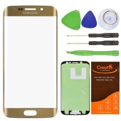 Crazyfire Gold Front Outer Lens Glass Screen Replacement For Samsung Galaxy S6 Edge SM-G920 G925...