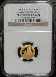 2008 Protea Series Mahatma Gandhi 1 10oz Gold Coin Graded Pf67 Uc