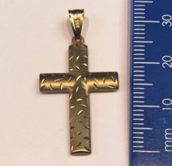 9 Carat Gold -imported Satin Cross With Diamond Cut Finish