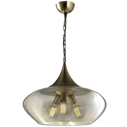 Bright Star Lighting - Metal Pendant With Bowl Shaped Cogc Colour Glass