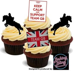 Baking Bling 12 X Olympics Horse Show Jumping Support Team Gb Sports Mix - Fun Novelty Premium Stand Up Edible Wafer Card Cake Toppers Decoration