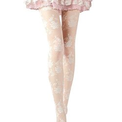 Sexy Aihihe Lace Thigh High Stockings Women's Rose Floral Sheer Over Knee Fishnet Socks Hosiery White