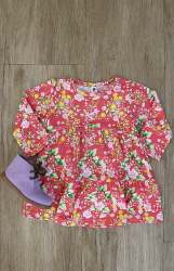 Infants Long Sleeve Tiered Dress - Pink Floral - Pink Floral 6-12 Months