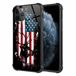 Iphone 11 Pro Max Case American Deer Hunter Pattern Tempered Glass For Girls Men Boy Anti-scratch Fashion Pattern Design Cover Case For Iphone 11 Pro Max 6.5 Inch