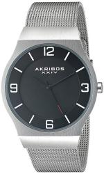 Akribos Xxiv Ak736bk Round Dark Gray Dial Three Hand Quartz Black Bracelet Watch Parallel Import
