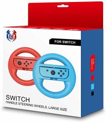 Gh Large Sizes Switch Steering Wheel For Adults Mario Kart 8 Deluxe Racing Wheel For Nintendo Joy Con Controller - Neon Blue And Red