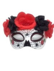 Calavera Masquerade Red Rose Mask