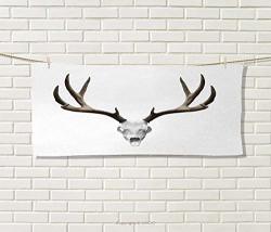 Anniutwo Antlers Hand Towel A Deer Skull Skeleton Head Bone Halloween Weathered Hunter Collection Quick-dry Towels Warm Taupe Light Grey Size: W 14" X L 14