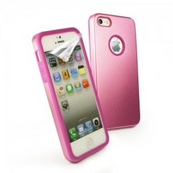 Tuff-Luv Tuff - Luv E-volve Alu-gel Layered Case For Iphone 5 free Screen Protector - Pink