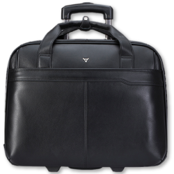 Brando Cassidy Leather 17" Laptop overnight Trolley Bag Black