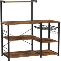 Bakers Rack Coffee Station Microwave Oven Stand Kitchen Shelf