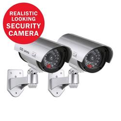 Annke 2 Pack Solar Powered Home Security Simulated Cameras With Flashing Red LED For Indoor And Outdoor Use