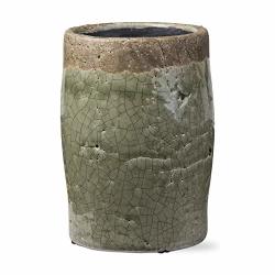 Tag Trade Associate Group Medium Green Crackle Glaze Rustic Vase- 6 Inch 1 Each 208952