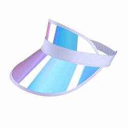 Iridescent Plastic Sun-visor Hats Uv-shield Protection Hat Tennis-viosr-mirrored Rainbow 1PC