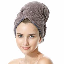 Oleh-oleh New Style Super-absorbent Microfiber Hair Drying Towel Muti-functional Easily Fixed For Long Hair Over Shoulder & Thick & Curly Hair Anti-frizz 41"X19" Brown