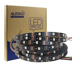 PCB Black HKBAYI 5m 16.4FT 150led WS2812B Full Color LED strip 150 LED 150 pixels Not waterproof Individually Addressable Dream Color led strip