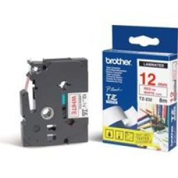 Brother TZ-232 P-touch Laminated Tape Red On White 12MM X 8M