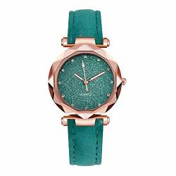 Qunanen Women Wristwatch Ladies Fashion Korean Rhinestone Rose Gold Quartz Bracelet Watch Female Belt Watch Green
