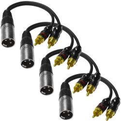 Seismic Audio SA-Y6-4 - 4 Pack Of 6 Inch Xlr Male To 2 Rca Male Splitter Patch Y Cables