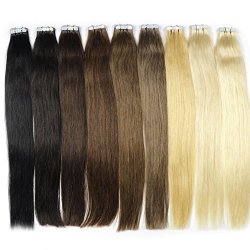 Zzhair 20" Tape In Hair 100% Brazilian Remy Human Hair Extensions 20PCS PACK Tape In Hair Skin Weft 50G 613