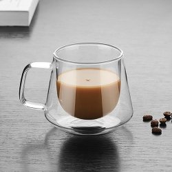 Double Wall Mug Office Mugs Heat Insulation Double Coffee Mug Coffee Glass Cup Style:no Label